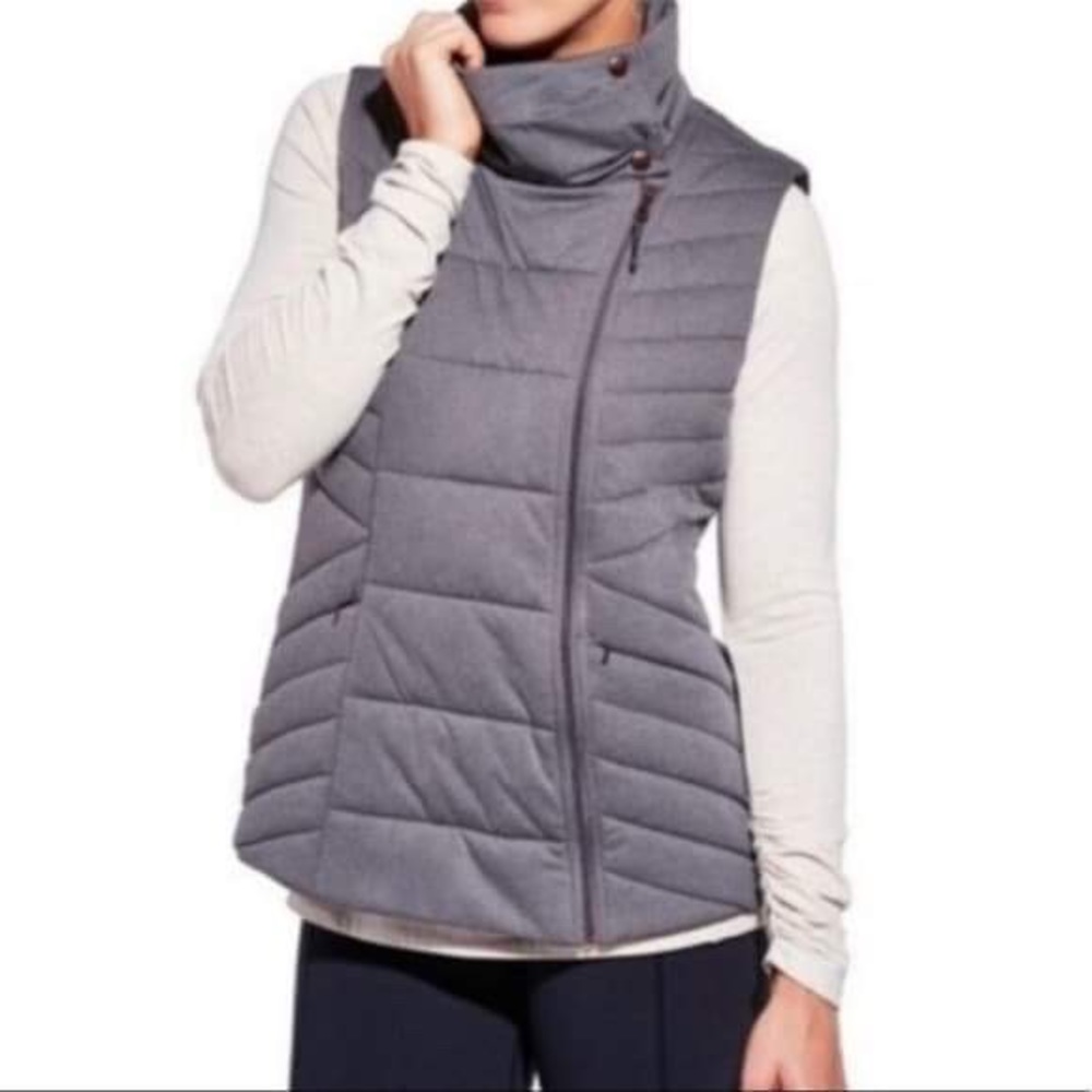 Calia Asymmetrical Blue Quilted zip up vest